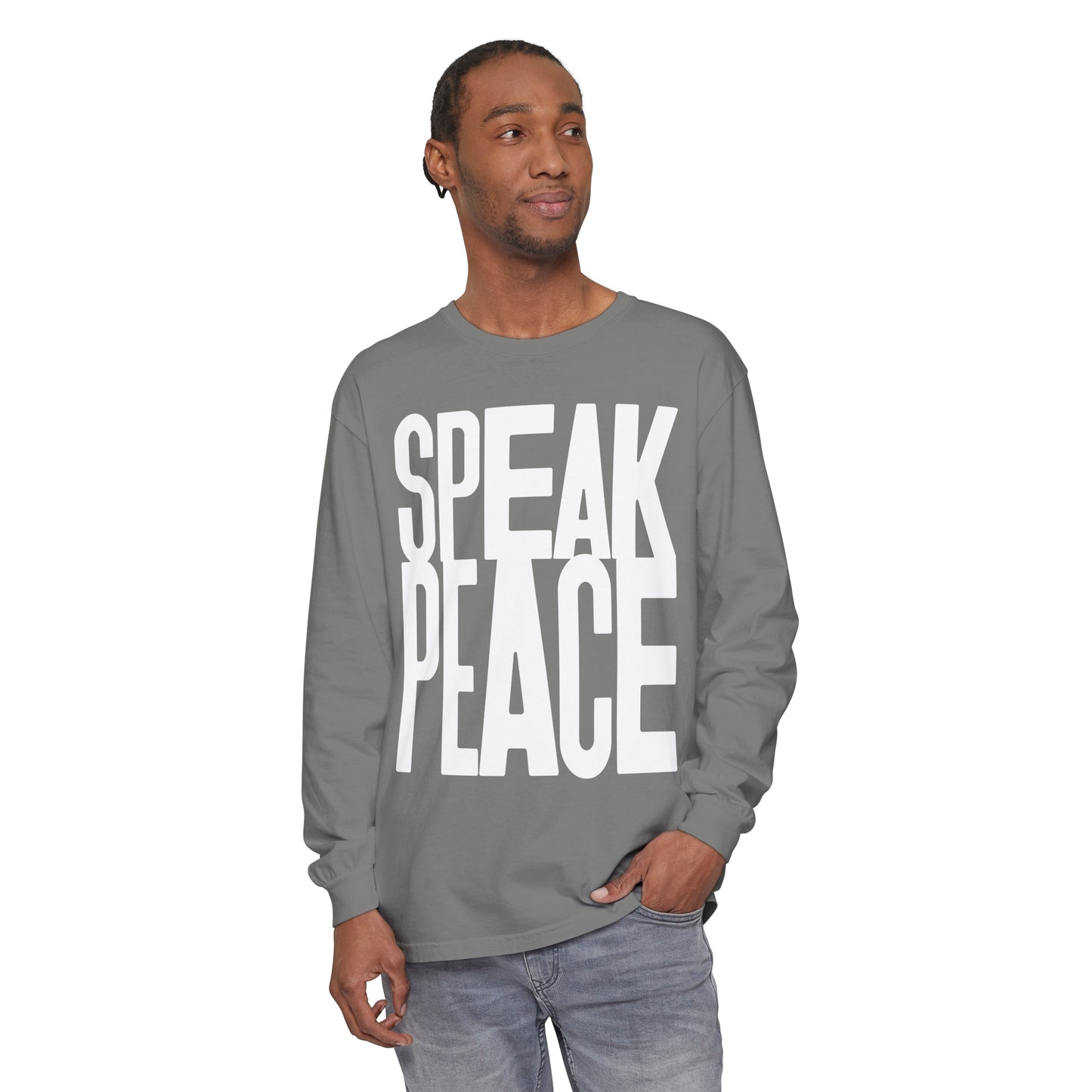 Speak Peace white letters- Unisex Long Sleeve T-Shirt