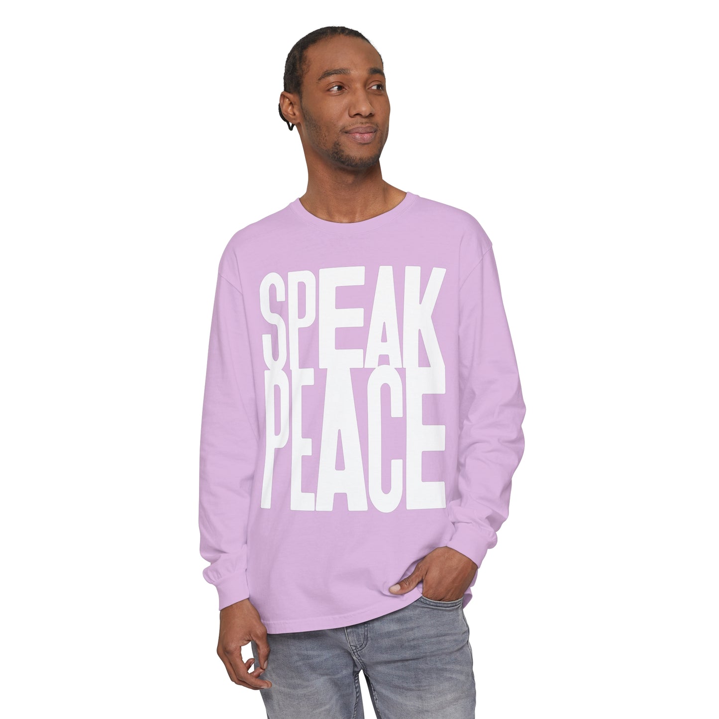 Speak Peace white letters- Unisex Long Sleeve T-Shirt