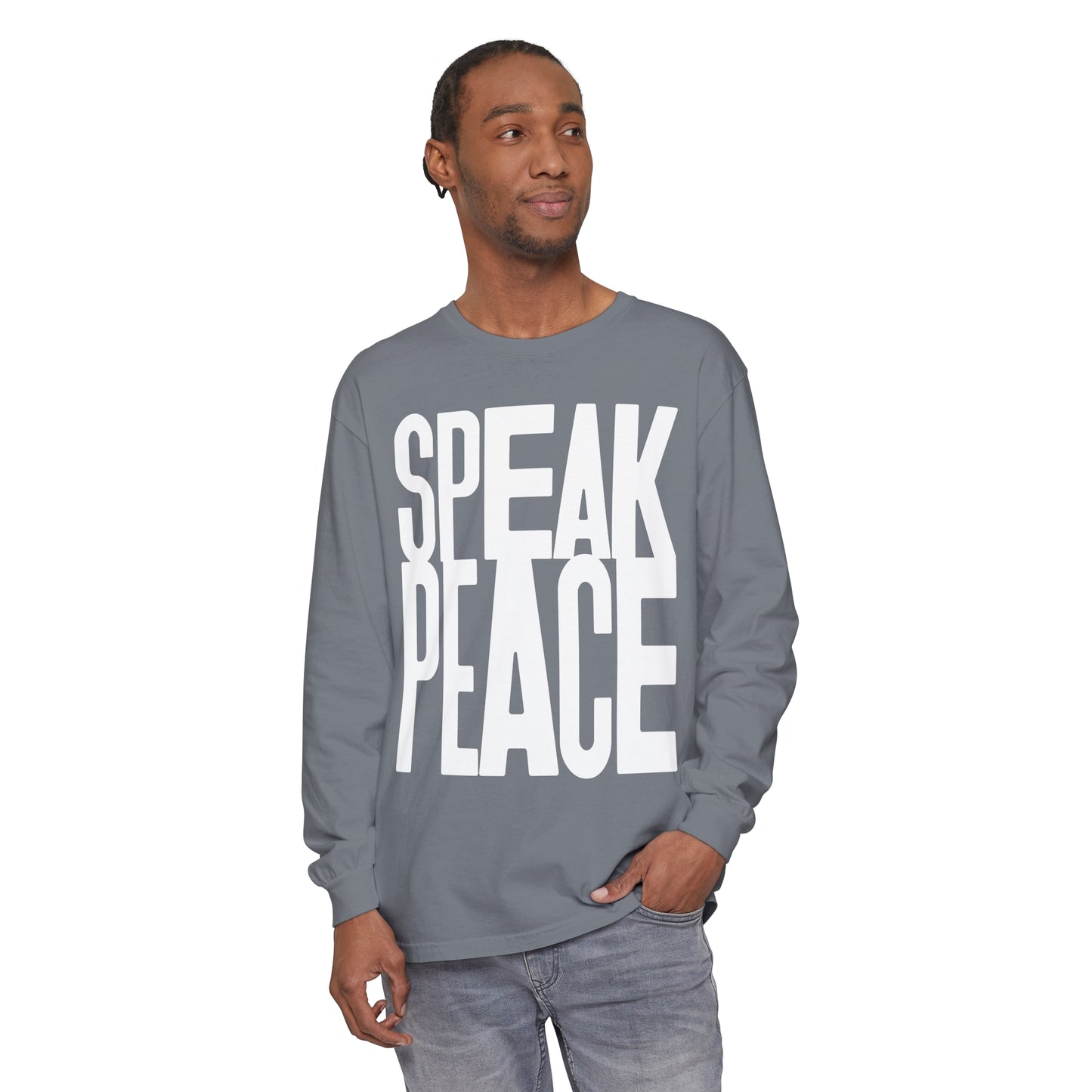 Speak Peace white letters- Unisex Long Sleeve T-Shirt