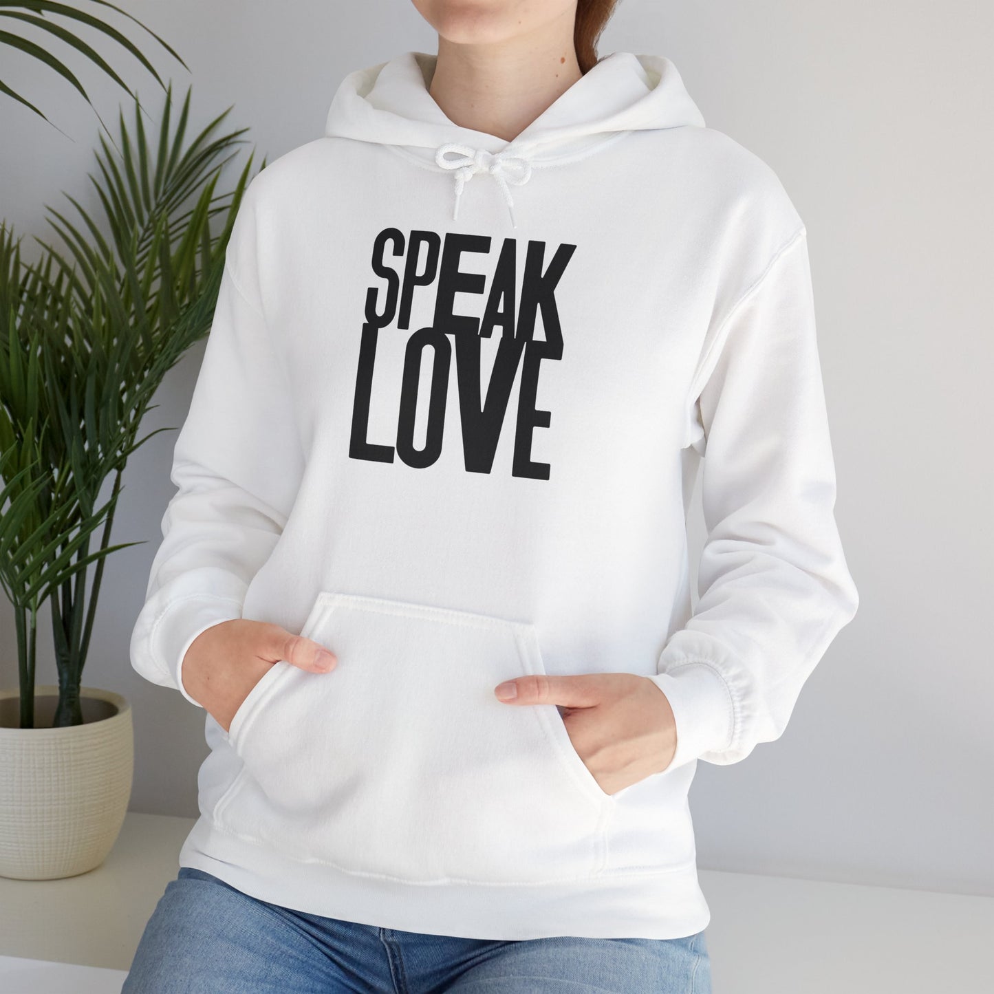 Speak Love Black letters ™ Hooded Sweatshirt