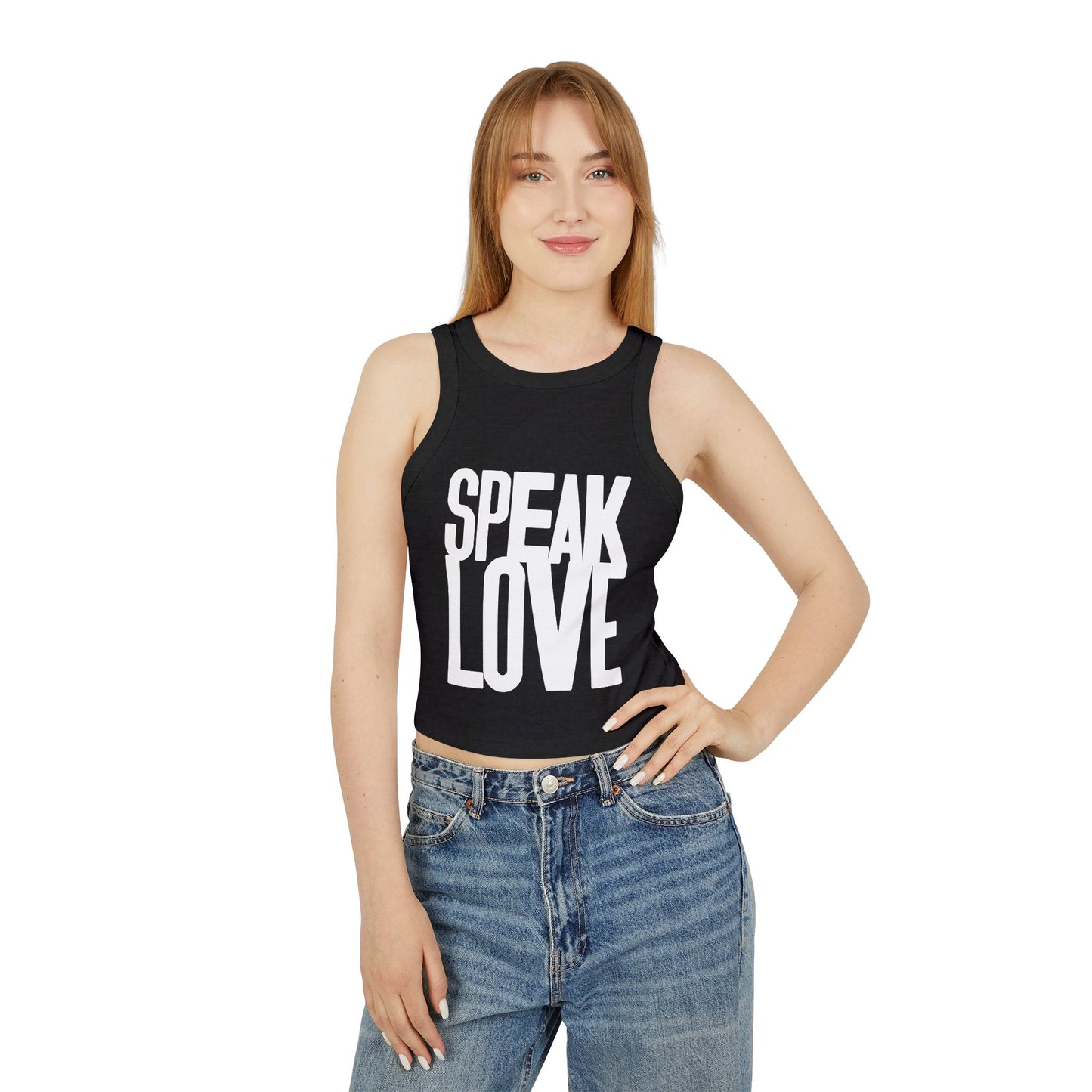 Women's Speak Love  Rib Racer Tank Top