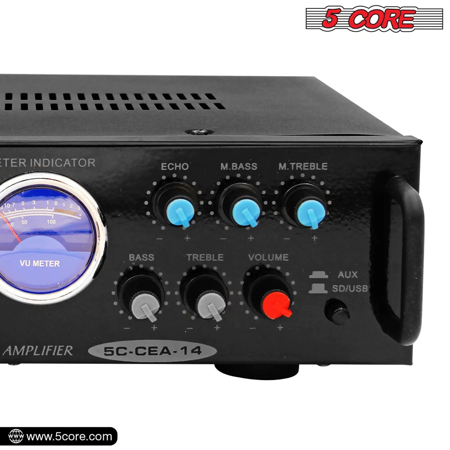 5Core Dual Channel Car Amplifier 300W Sub Woofer Speaker Receiver with USB + SD Card + 2 Mic