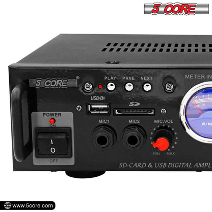 5Core Dual Channel Car Amplifier 300W Sub Woofer Speaker Receiver with USB + SD Card + 2 Mic