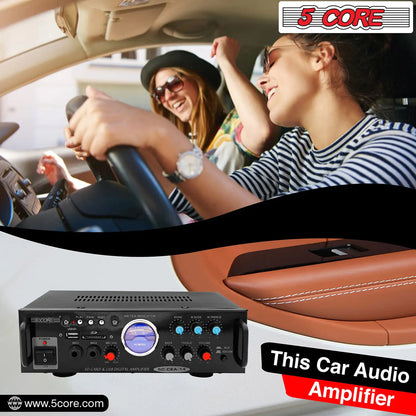 5Core Dual Channel Car Amplifier 300W Sub Woofer Speaker Receiver with USB + SD Card + 2 Mic